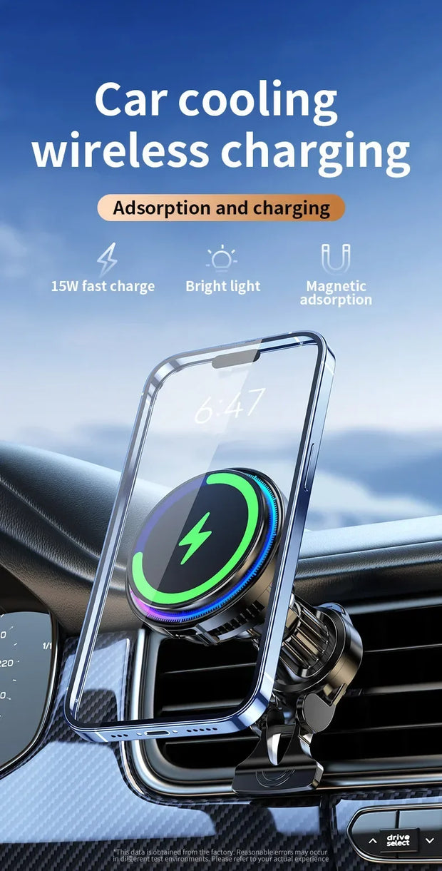 30W ice Cooling Magnetic Wireless Car Charger for iPhone15 14 13 12 Pro Max MacSafe Car Phone Holder Fast Charging Station