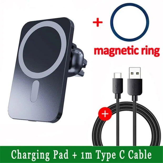 30W Magnetic Car Wireless Charger For iPhone 15 14 13 12 Pro Max Mini Macsafe Car Phone Holder Stand Mount Fast Charging Station