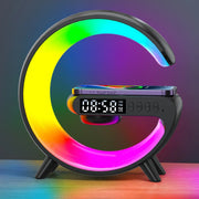 Multifunction Wireless Charger Stand Pad RGB Light Alarm Clock Speaker For iPhone Samsung Xiaomi Mini Fast Charging Dock Station