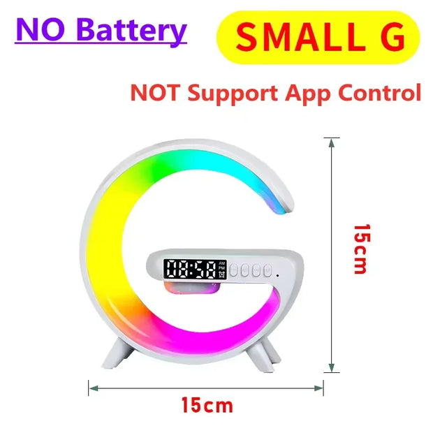 Multifunction Wireless Charger Stand Pad RGB Light Alarm Clock Speaker For iPhone Samsung Xiaomi Mini Fast Charging Dock Station