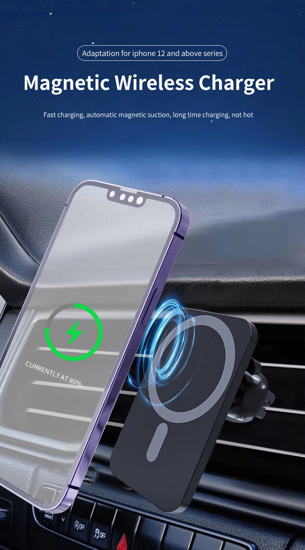 30W Magnetic Car Wireless Charger For iPhone 15 14 13 12 Pro Max Mini Macsafe Car Phone Holder Stand Mount Fast Charging Station