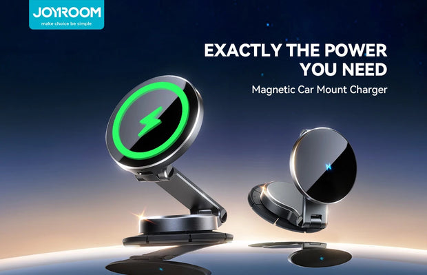 Joyroom Magnetic Car Mount N55 Strong Magnet 15W Wireless Charging 360° Rotation Foldable Phone Holder Fast Car Charger JR-ZS408